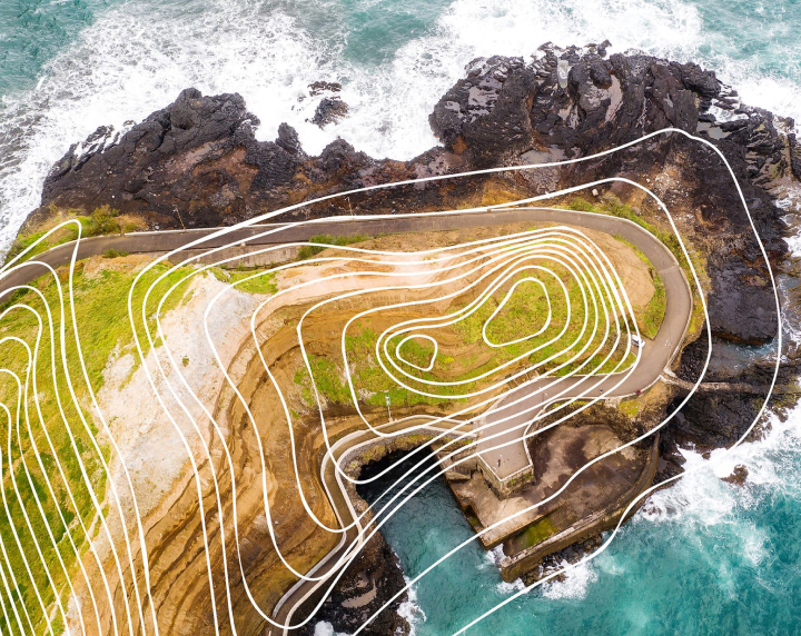 Arial photography of an island