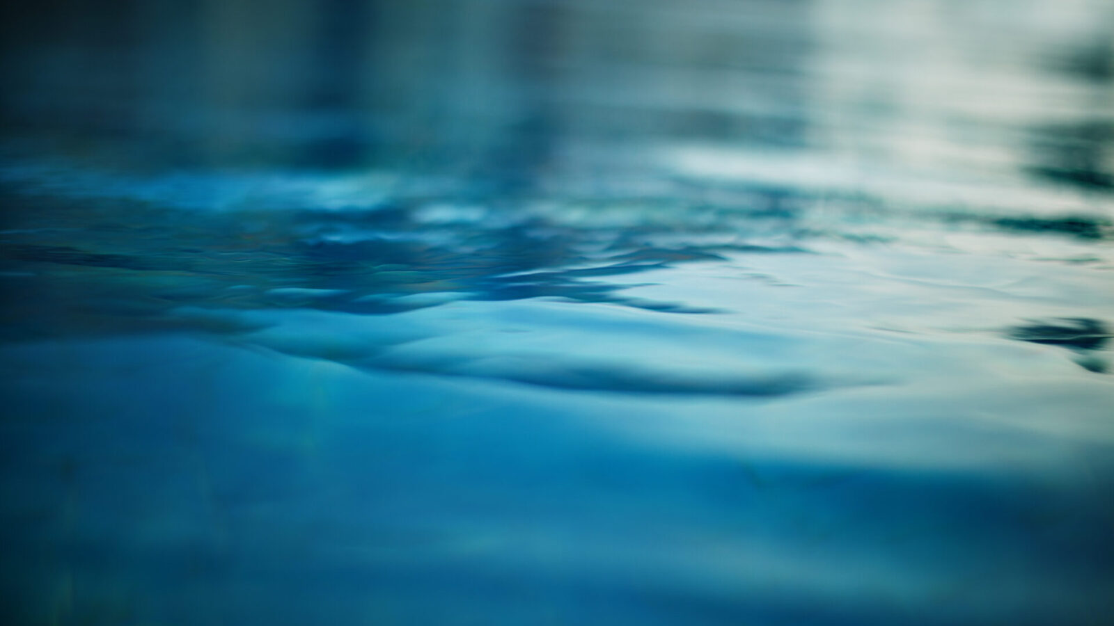 Close-up of the water surface with gentle waves and deep blue shimmer.