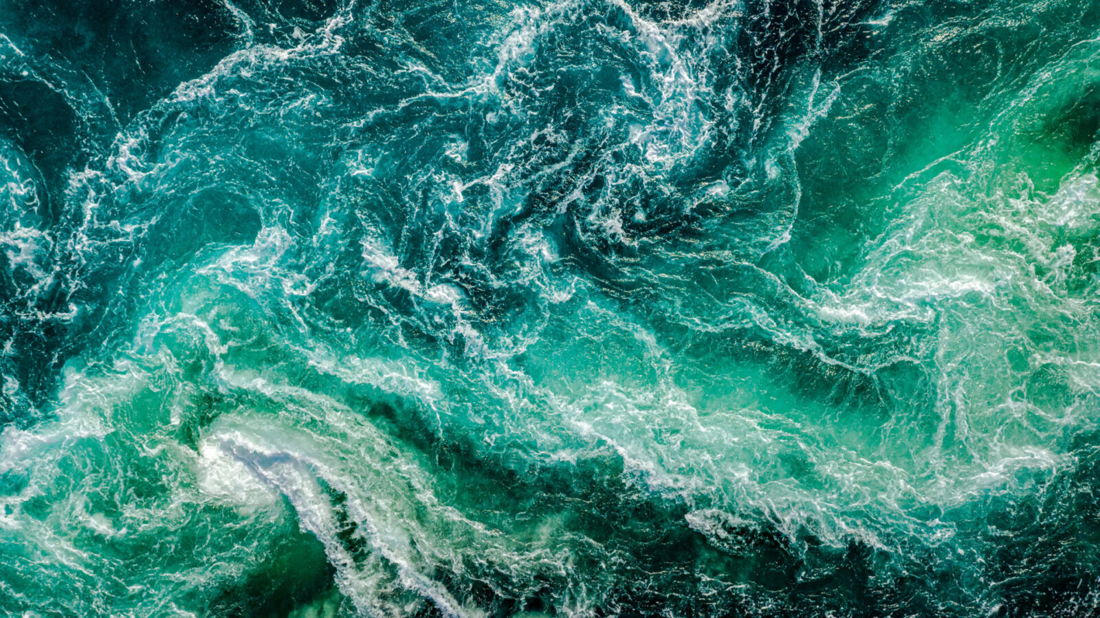 Powerful whirlpools of the Maelstrom at Saltstraumen in Nordland, Norway, where river and sea currents meet.