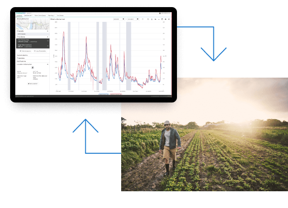 farmer with environmental data