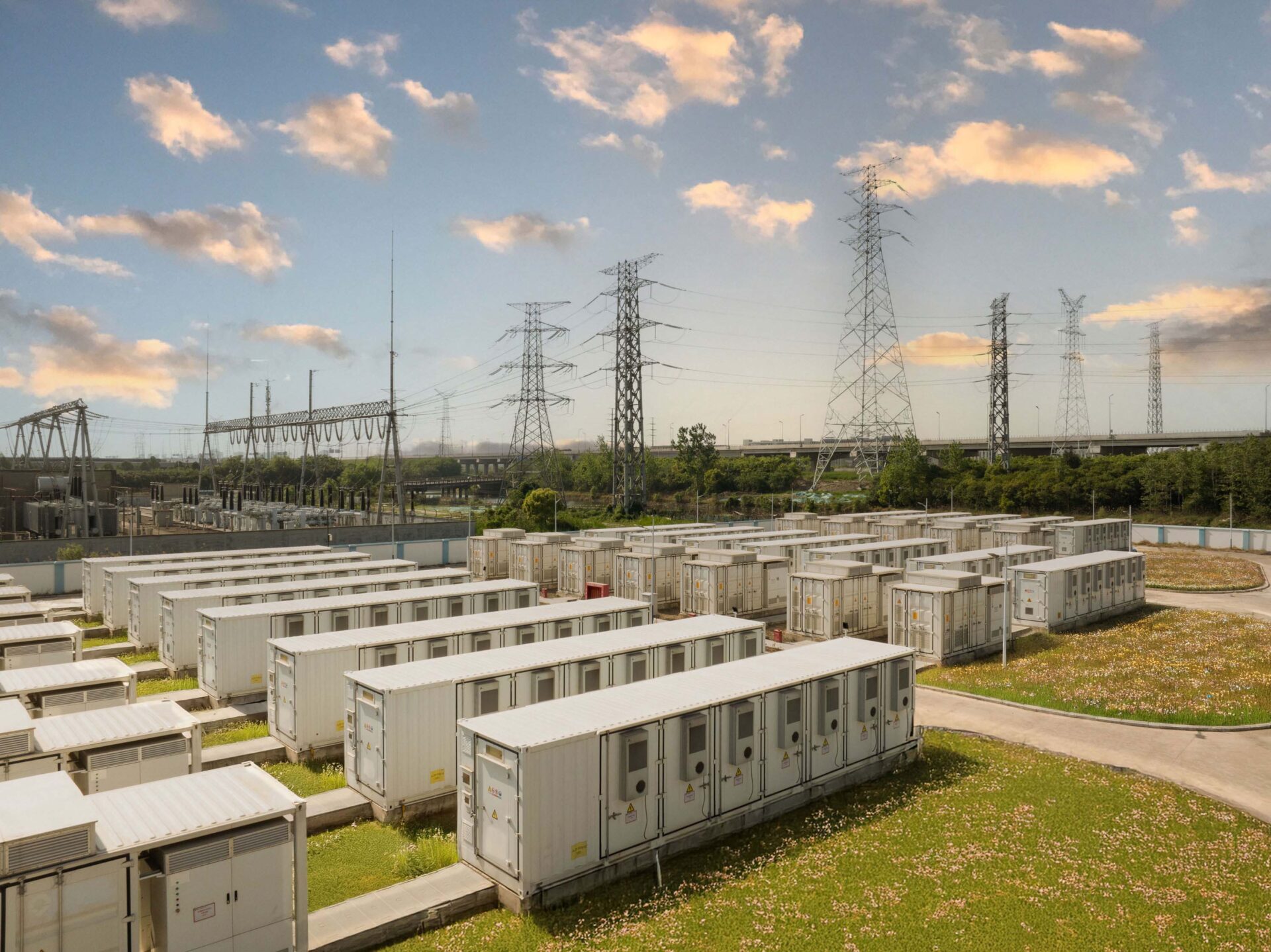 Energiespeicherbatterien in einem Umspannwerk